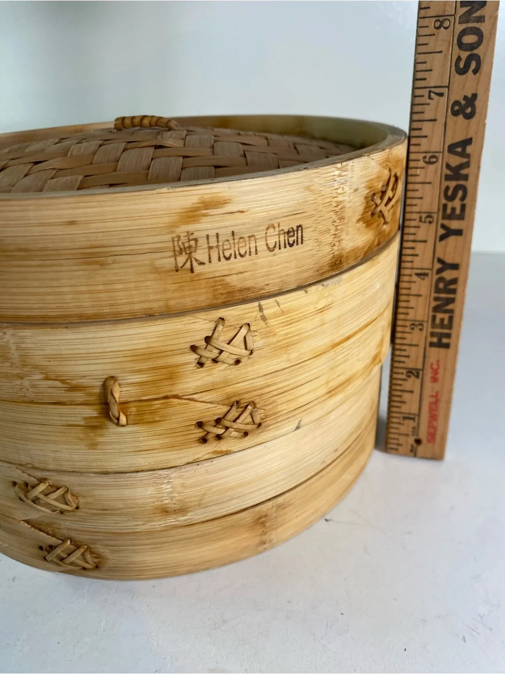 Vintage Covered 2-Tier Bamboo Steamer Basket 9” Diameter
